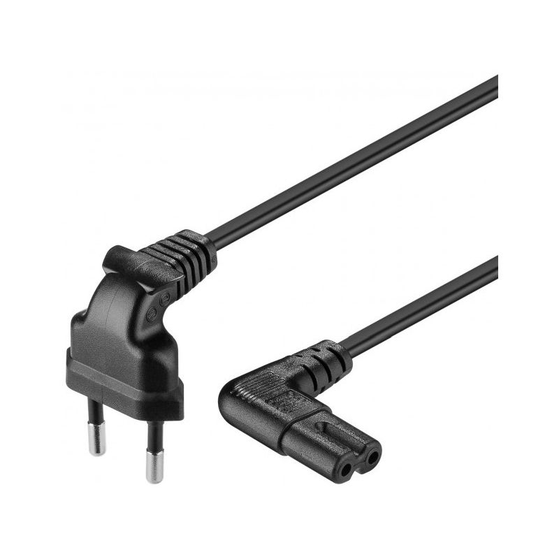 Câble d'alimentation Perpendiculaire Euro Plug to C7 2M Noir, pour
