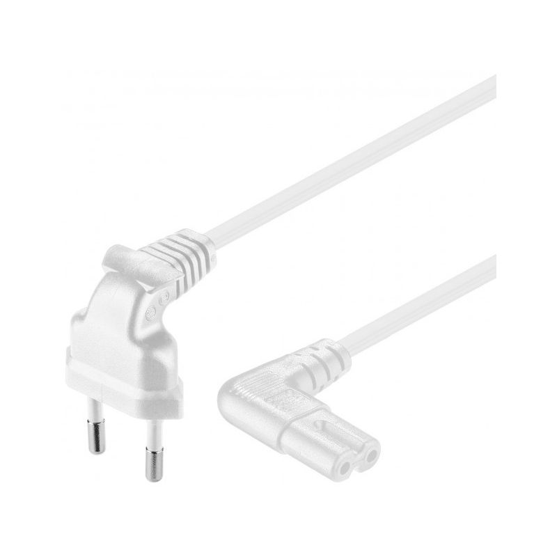 Câble d'alimentation Perpendiculaire Euro Plug to C7 1M Blanc, pour  seulement 3,37 €
