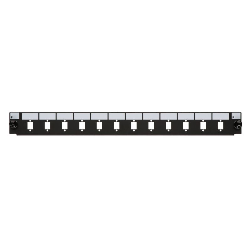 Façade interchangeable pour panneau de brassage LC/SC 12 ports noirs duplex/simplex